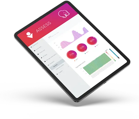 ASSESS email data quality dashboard shown on a tablet